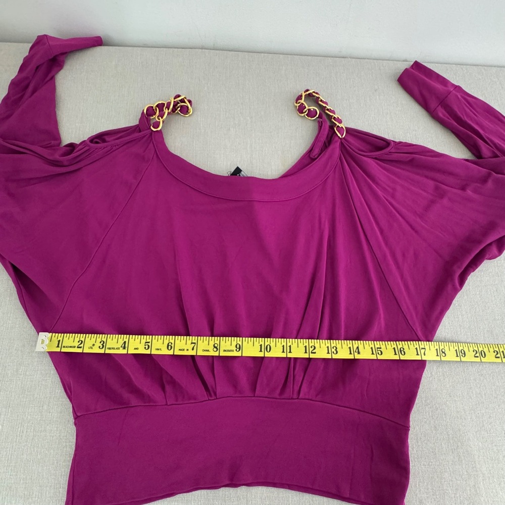 Dolce & Gabbana Cold Shoulder Top Gold Chain Straps Purple Size Small‎ - Picture 8 of 9